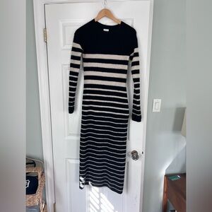 H&M Black Knit striped Sweater midi dress